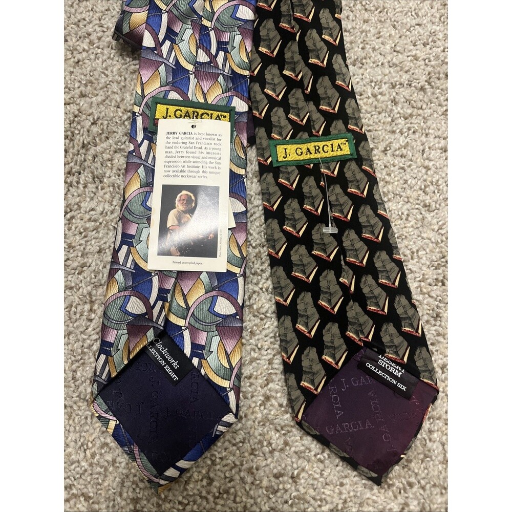 J. GARCIA Bundle of 2 Mens Ties 100% Silk Limited Edition Jerry Garcia 58 Inches